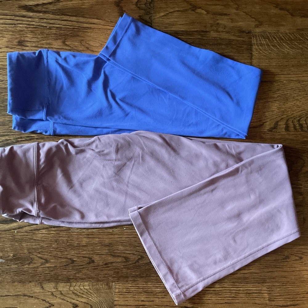 2 PAIRS! Athleta Girl Leggings- Blue High Rise Tight AND Purple High Rise Flared